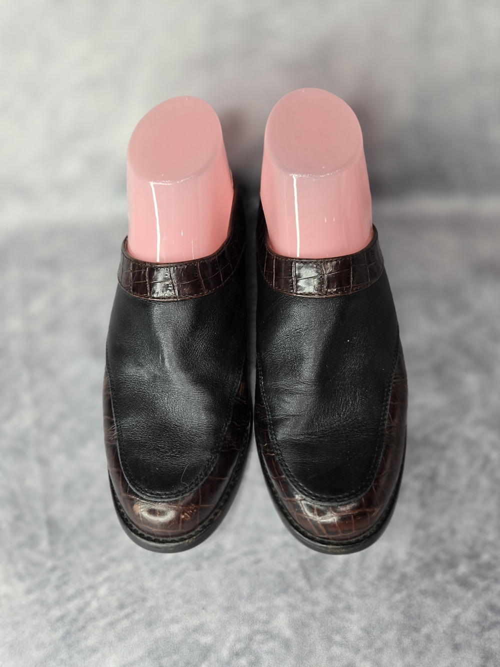 Ariat Black Leather Loafers with Brown Croc-Trim